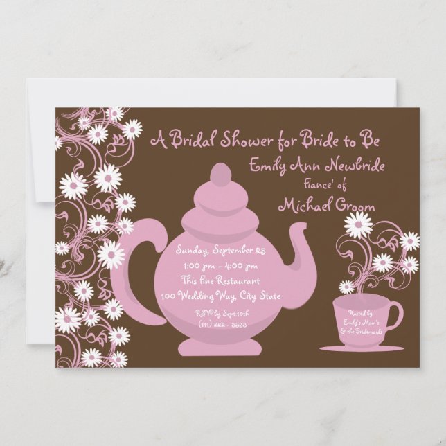 Tea Party and Daisy Bridal Shower Invitation (Front)