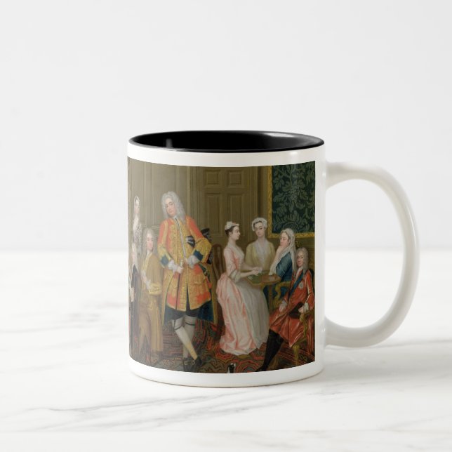 Tea Party at Lord Harrington's House, St. James's Two-Tone Coffee Mug (Right)
