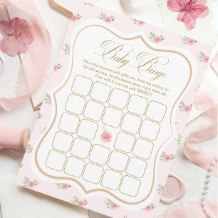 Tea Party Baby Shower Bingo Game Card