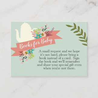 Tea Party Baby Shower Books for Baby Card