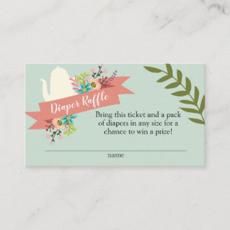 Tea Party Baby Shower Diaper Raffle Card
