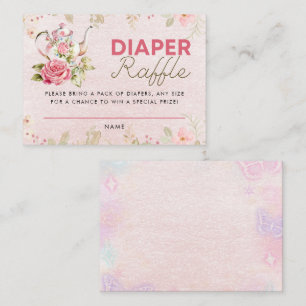 Tea Party Baby Shower Diaper Raffle Enclosure Card