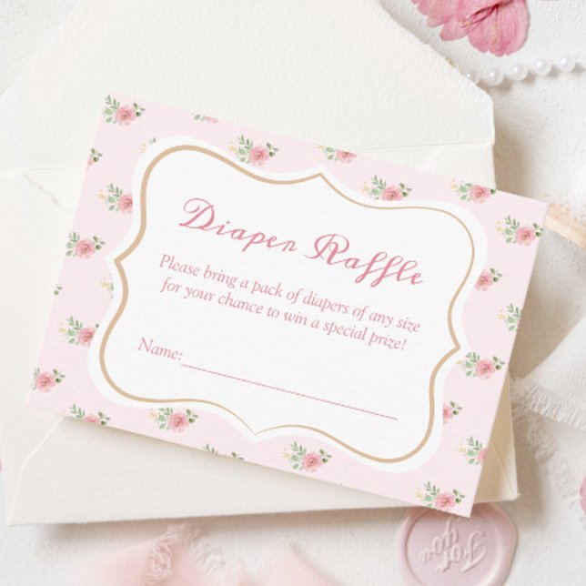 Tea Party Baby Shower Diaper Raffle Enclosure Card (Creator Uploaded)