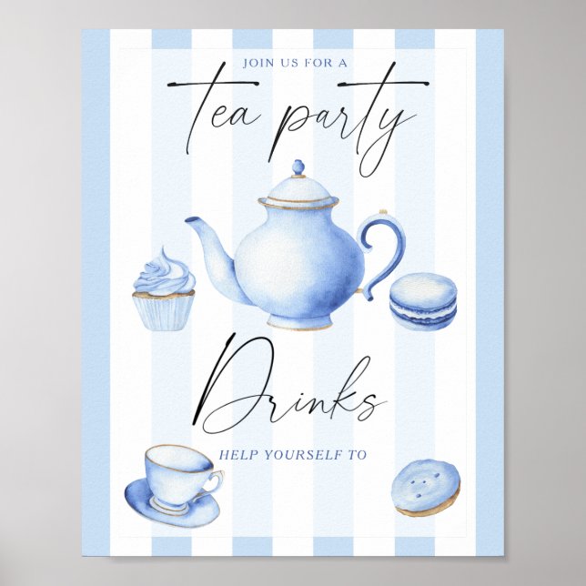 Tea party baby shower - Drinks Poster (Front)