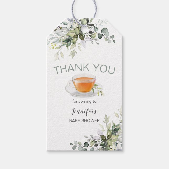Tea party baby shower gift tags (Front)