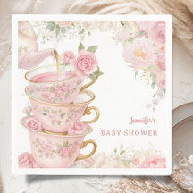 Tea Party Baby Shower Girl Blush Pink Floral 