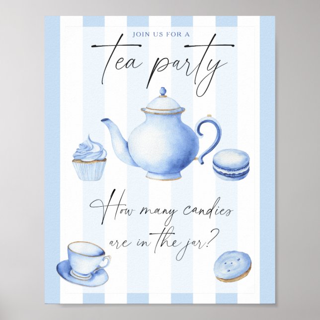 Tea Party baby shower Guess how many candies Poster (Front)