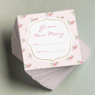 Tea Party Baby Shower Guess How Many Enclosure Card