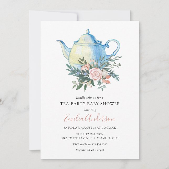 Tea Party Baby Shower invitation (Front)