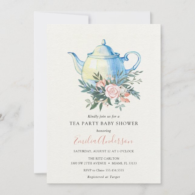 Tea Party Baby Shower invitation (Front)