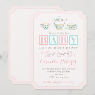 Tea Party Baby Shower Invitations for baby girl
