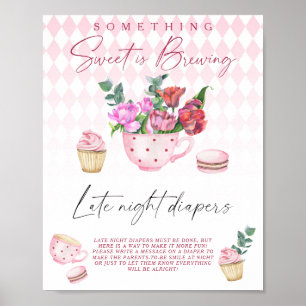 Tea party baby shower Late night diapers game Poster