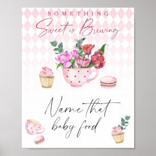 Tea party baby shower - name that baby food poster