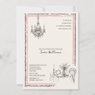 Tea Party Baby Shower Pink Coquette Girl Invitation