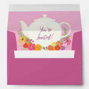 Tea Party Baby Shower Pink Envelope