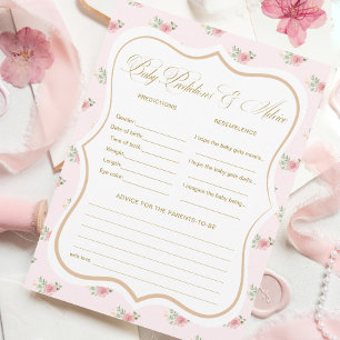 Tea Party Baby Shower Predictions Game Cards