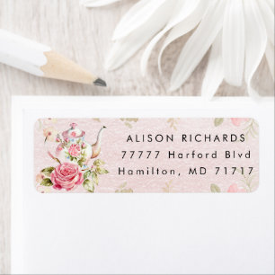 Tea Party Baby Shower Return Address Label