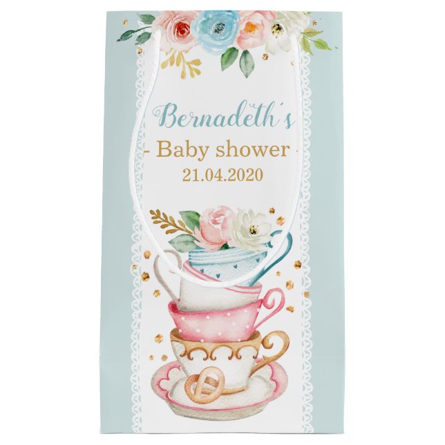 Tea Party Baby Shower Small Gift Bag (Front)