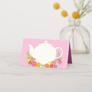 Tea Party Baby Shower Teapot Pink Girl Place Card
