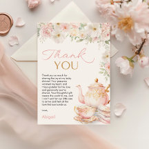 Tea Party Baby Shower Thank You Card