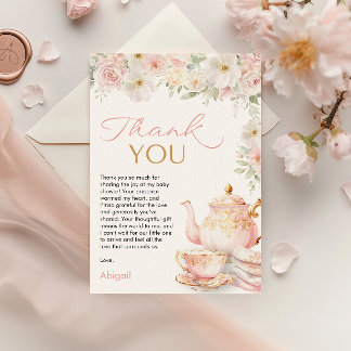 Tea Party Baby Shower Thank You Card