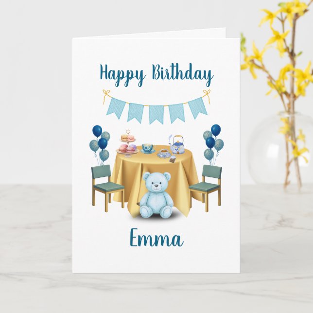 Tea Party Birthday Card (Yellow Flower)
