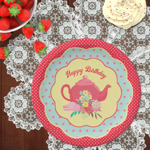 Tea Party Birthday Dessert Paper Plate