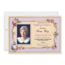 Tea Party Birthday Garden Teapot Photo Rose Invite