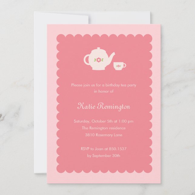 Tea Party Birthday Invitation (Front)