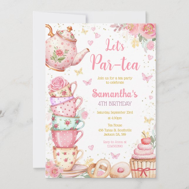 Tea Party Birthday Invitation (Front)