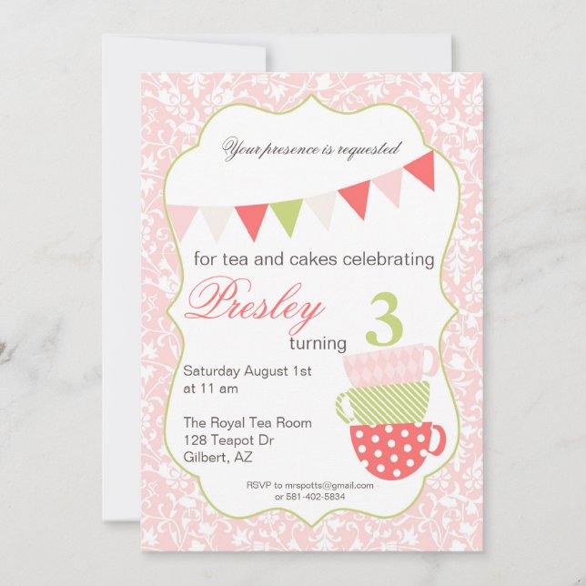 Tea Party Birthday Invitation (Front)