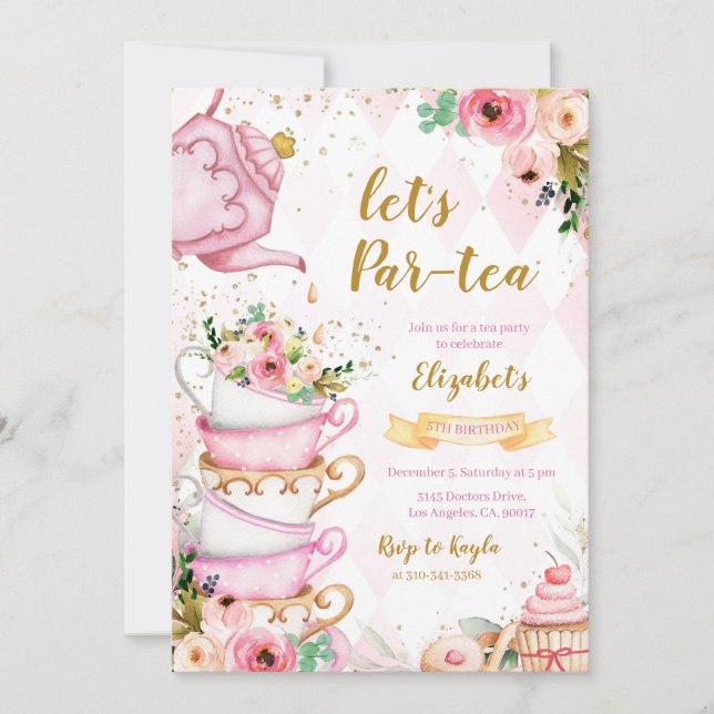 Tea Party Birthday Invitation (Front)