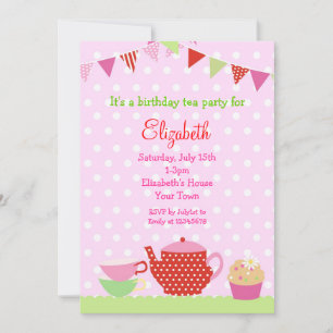 Tea Party Birthday Invitations