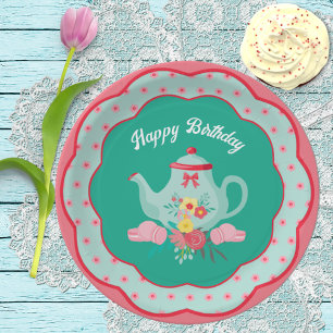 Tea Party Birthday Luncheon Paper Plate