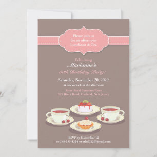 Tea Party Birthday Party Flat Invitation