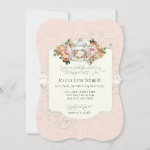 Tea Party Birthday Party Watercolor Elegant Roses  Invitation