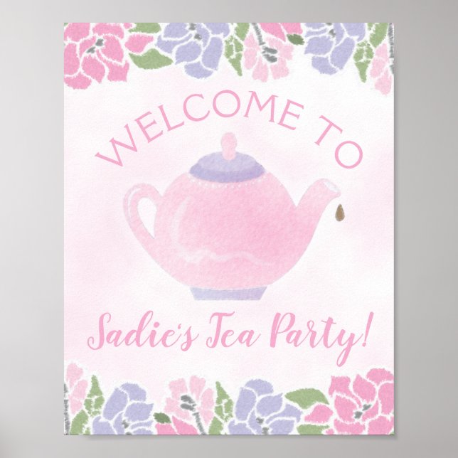 Tea Party Birthday Party Welcome Sign (Front)