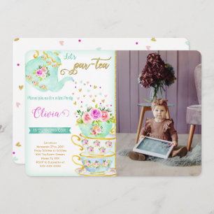 Tea Party Birthday Photo Invitation
