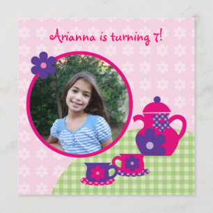 Tea Party Birthday Photo Invitation