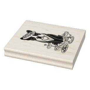 Tea Party Boston Terrier Dog (black) Cute Rubber Stamp