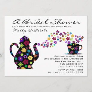 Tea Party Bouquet Bridal Shower Invitation
