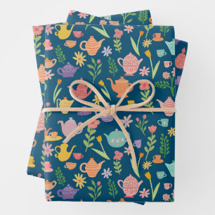 Tea Party Bridal Easter Spring Floral Colourful  Wrapping Paper Sheet