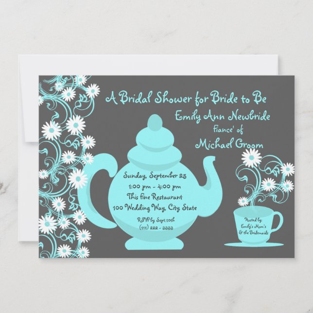 Tea Party Bridal Shower and recipe cards (Front)
