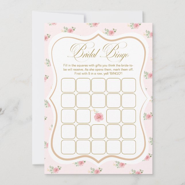 Tea Party Bridal Shower Bingo Game Card (Front)