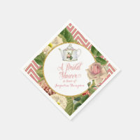 Tea Party Bridal Shower Chevron Stripes Rose