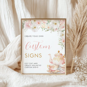 Tea Party Bridal Shower Custom Sign - 16x20