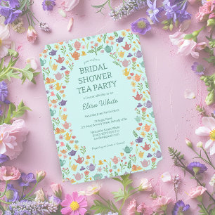 Tea Party Bridal Shower Cute Colourful CUSTOM Invitation