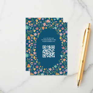 Tea Party Bridal Shower Cute CUSTOM QR Code Enclosure Card