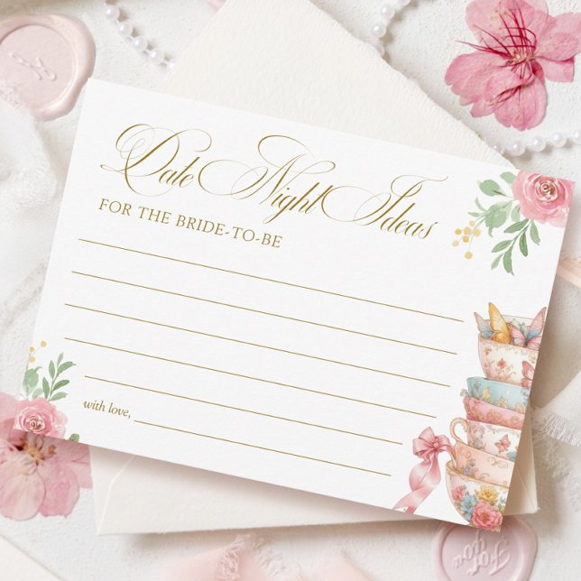 Tea Party Bridal Shower Date Night Ideas Card (Creator Uploaded)