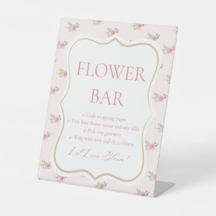 Tea Party Bridal Shower Flower Bar  Pedestal Sign